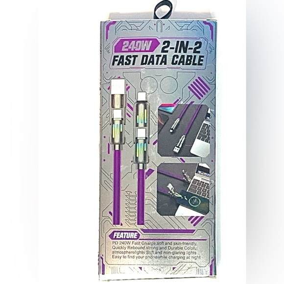 Other - 240W 2-in-2 Fast Data Cable - black or blue